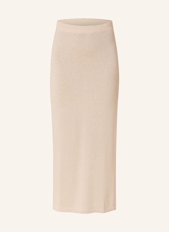 FTC CASHMERE Rock mit Glitzergarn BEIGE/ GOLD