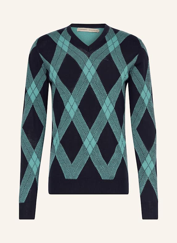 J.LINDEBERG Pullover aus Merinowolle DUNKELBLAU/ TÜRKIS