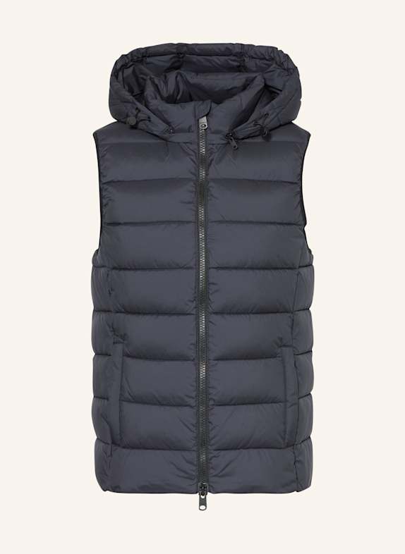 ECOALF AORAKI quilted vest with detachable hood DARK BLUE