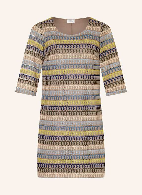 ROBE LÉGÈRE Strickkleid mit 3/4-Arm TAUPE/ BLAU/ DUNKELGELB