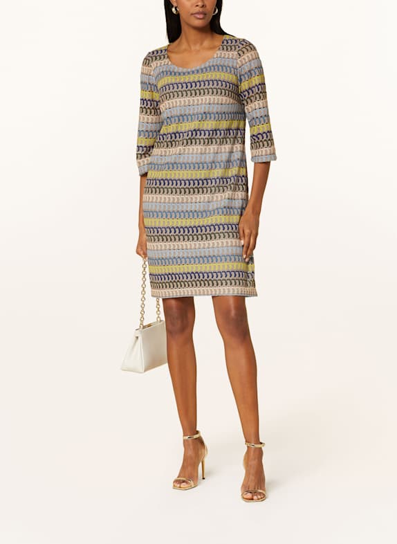 ROBE LÉGÈRE Strickkleid mit 3/4-Arm TAUPE/ BLAU/ DUNKELGELB
