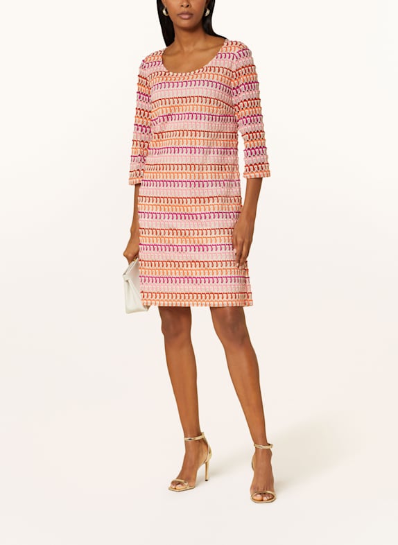 ROBE LÉGÈRE Strickkleid mit 3/4-Arm CREME/ ORANGE/ FUCHSIA