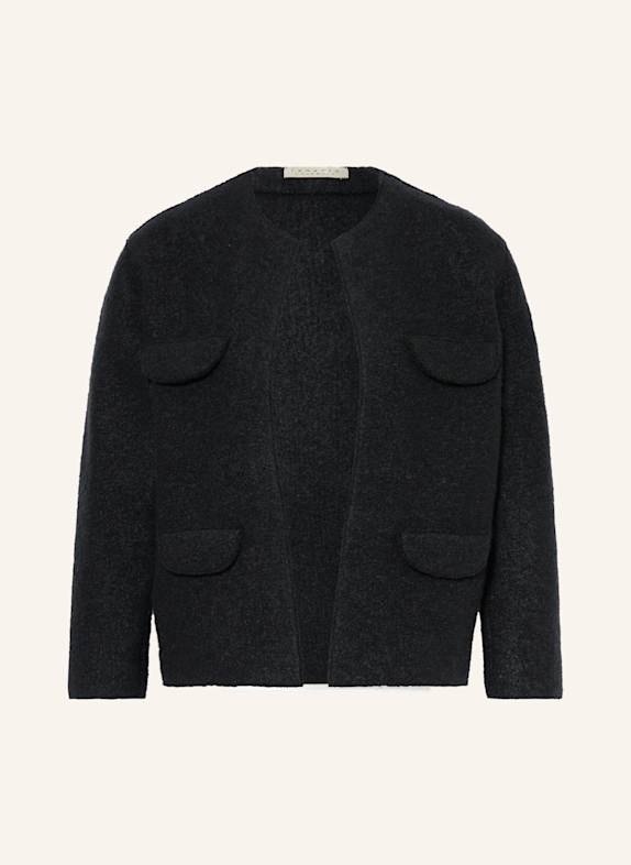 lunaria cashmere Bouclé-Jacke mit Seide und Cashmere SCHWARZ