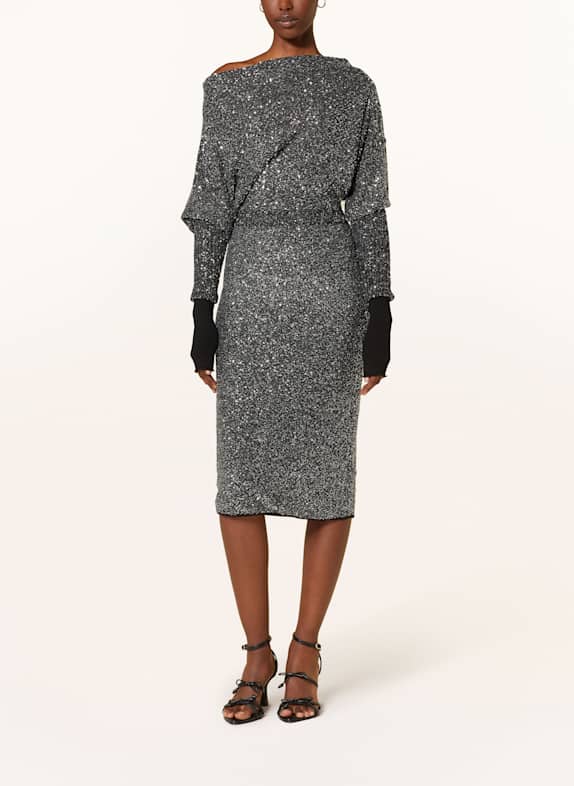 Max Mara STUDIO Jerseykleid OPZIONE mit Pailletten SILBER