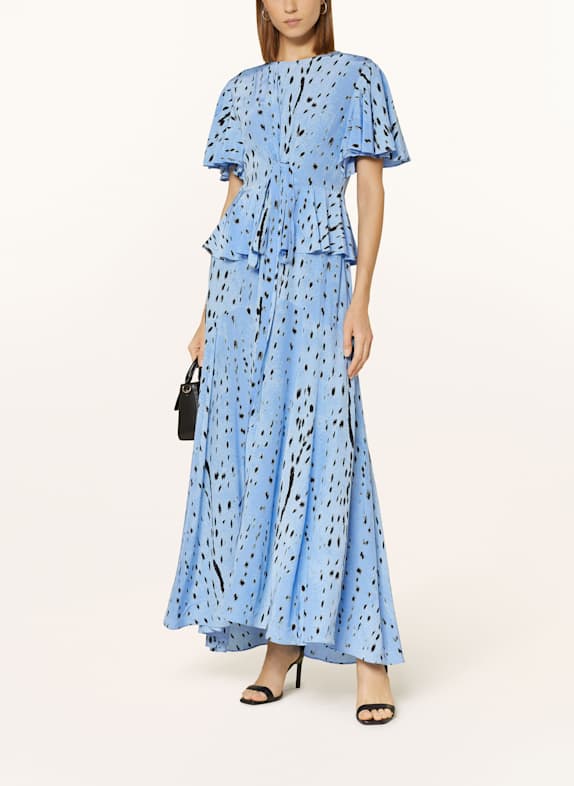 DIANE VON FURSTENBERG Satinkleid LEVANA HELLBLAU/ SCHWARZ