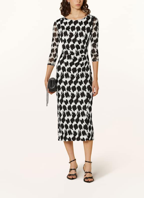 DIANE VON FURSTENBERG Jerseykleid LINEA mit 3/4-Arm SCHWARZ/ ECRU