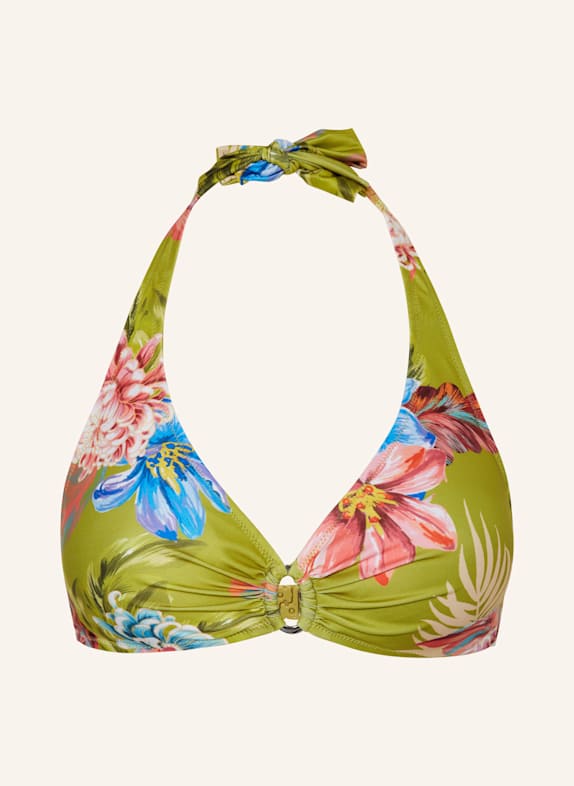 Lidea Góra od bikini wiązana na szyi BOTANIC BURST JASNOZIELONY/ NIEBIESKI/ JASNOCZERWONY