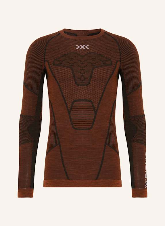 X-BIONIC SYMBIO MERINO functional underwear shirt made from merino wool DARK ORANGE/ BLACK