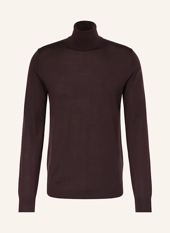 REISS Rollkragenpullover CAINE aus Merinowolle DUNKELROT