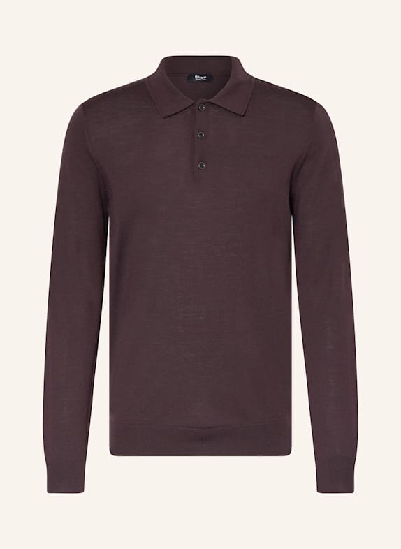 REISS Strick-Poloshirt TRAFFORD aus Merinowolle DUNKELROT