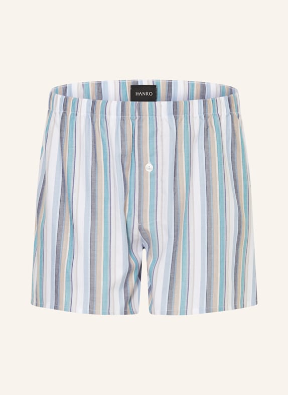 HANRO Web-Boxershorts FANCY WOVEN WEISS/ TAUPE/ TÜRKIS