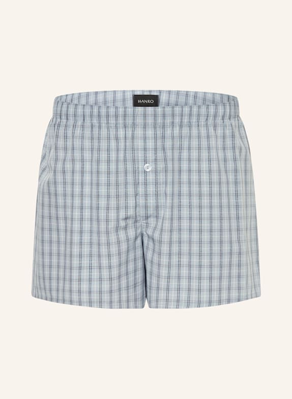 HANRO Web-Boxershorts FANCY WOVEN HELLBLAU/ DUNKELBLAU
