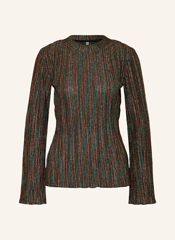 summum woman Longsleeve mit Glitzergarn SCHWARZ/ GRÜN/ ORANGE