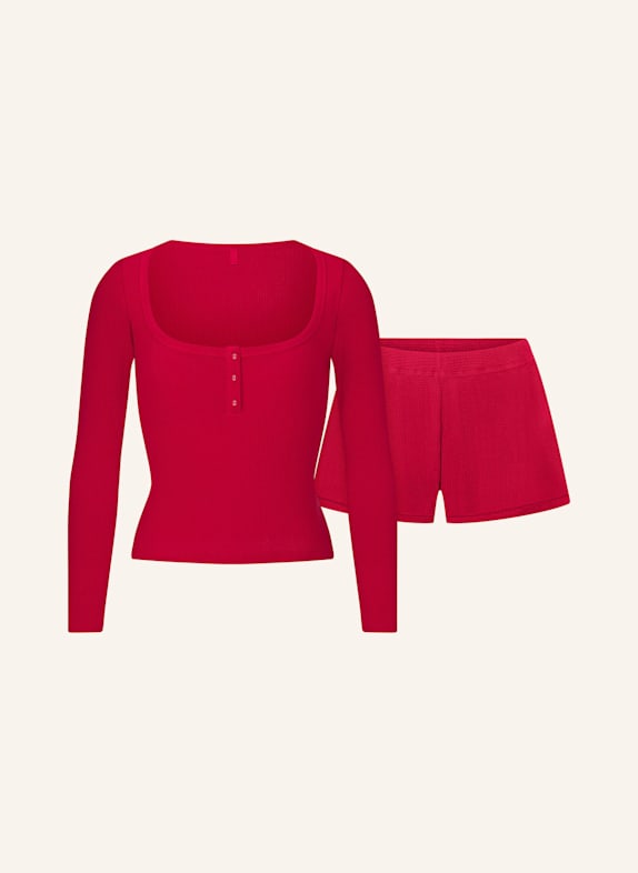 SKIMS Shorty-Schlafanzug WAFFLE SLEEP CRANBERRY