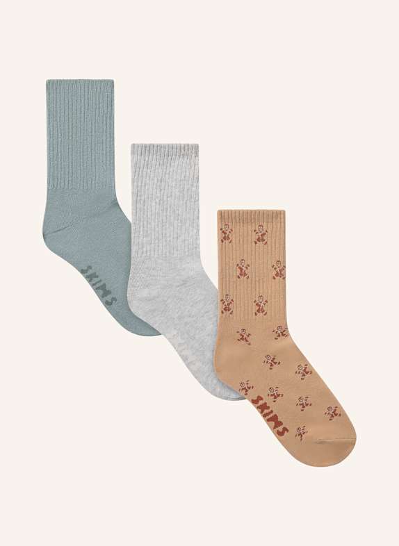 SKIMS 3-Trespass Wexler DLX Merino Long Sleeve T-Shirt GINGERBREAD MULTI