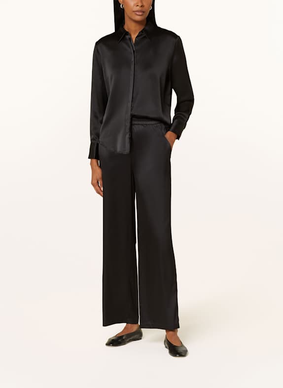 LIVY ROMEO zijden overhemdblouse met uitsnijding ZWART
