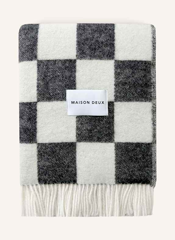 MAISON DEUX CHECKERBOARD throw BLACK / ECRU