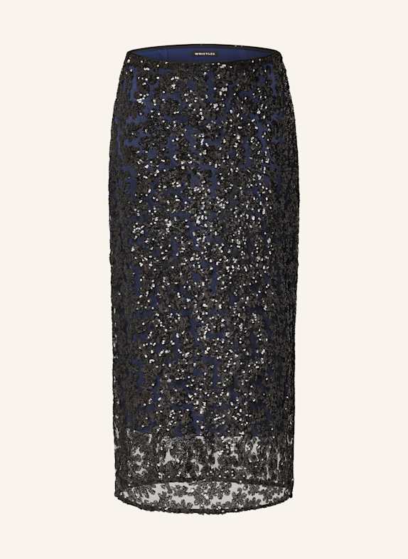 WHISTLES Blouse with glitter thread BLACK/ DARK BLUE