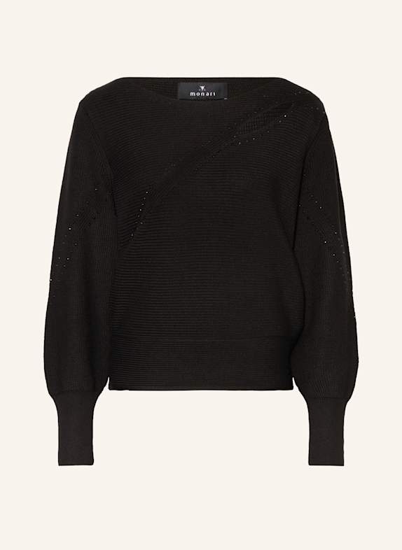 monari Pullover mit Schmucksteinen SCHWARZ