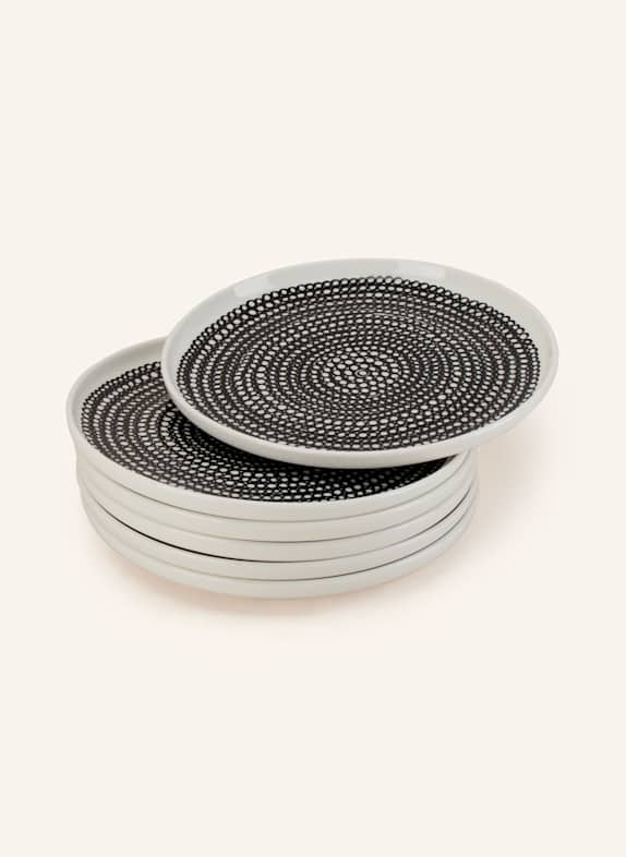 marimekko 6er-Set Dessertteller OIVA/SIIRTOLAPUUTARHA CREME/ SCHWARZ