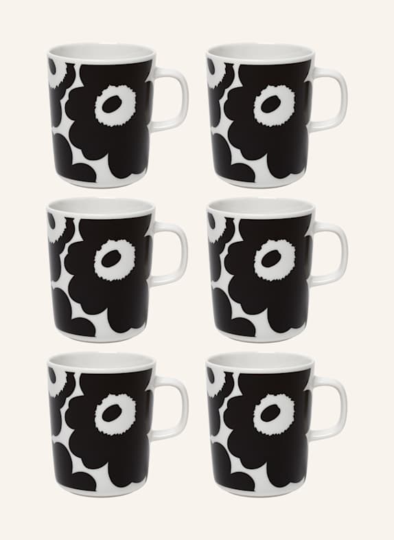 marimekko 6er-Set Henkelbecher OIVA/UNIKKO SCHWARZ