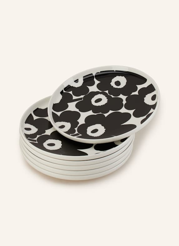 marimekko 6er-Set Speiseteller OIVA/UNIKKO CREME/ SCHWARZ
