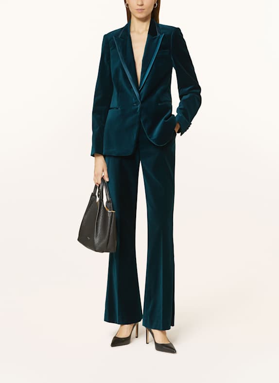 REISS Marlenehose aus Samt mit Galonstreifen PETROL