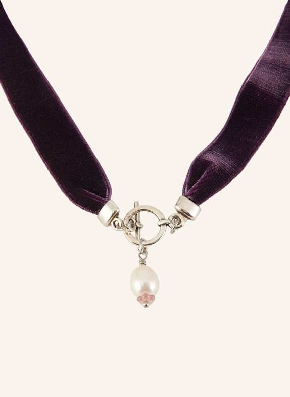 BETTINA SCHARRER Choker z aksamitu FIOLETOWY