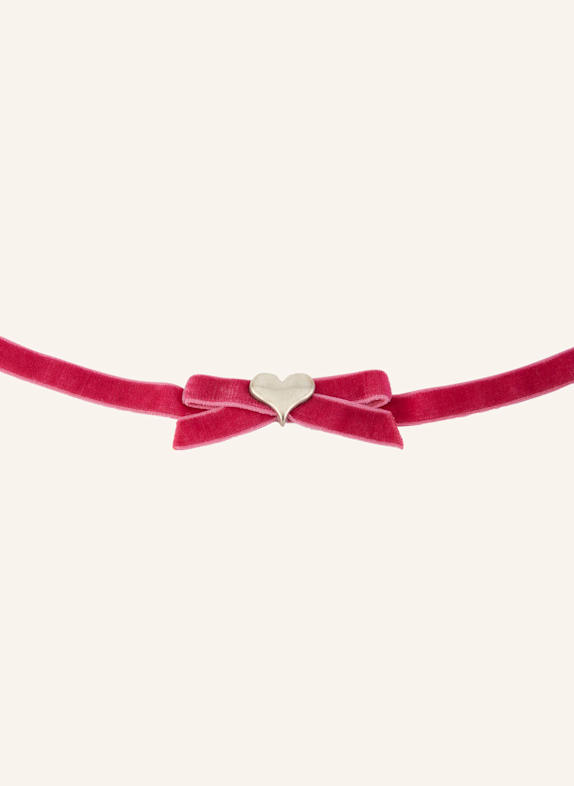 BETTINA SCHARRER Choker z aksamitu MOCNORÓŻOWY