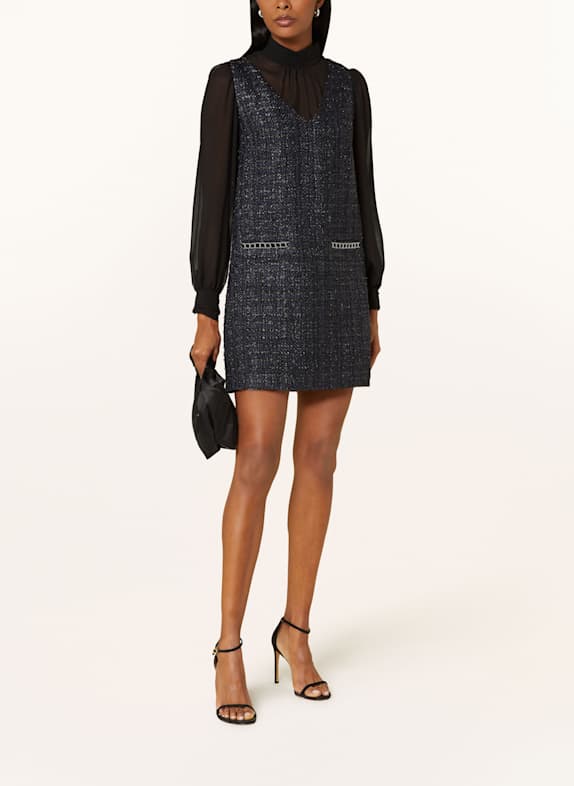 Phase Eight Set SABINE: Tweed-Kleid mit Glitzergarn und Blusenshirt DUNKELBLAU/ SCHWARZ