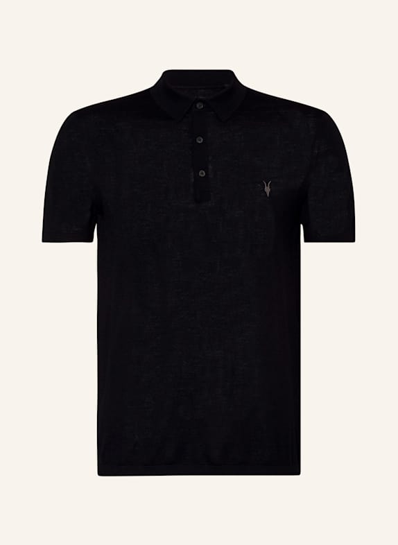 ALLSAINTS Strick-Poloshirt MODE MERINO aus Merinowolle SCHWARZ