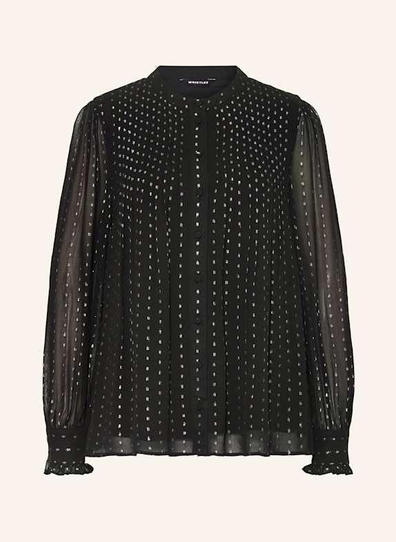 WHISTLES Blouse with glitter thread BLACK/ SILVER