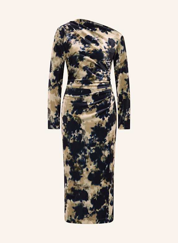 REISS Samtkleid BRIANA DUNKELBLAU/ BEIGE/ KHAKI