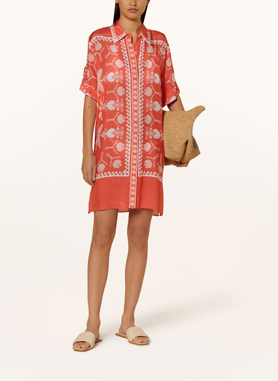 watercult COASTAL DAYDREAM beach dress LIGHT RED/ WHITE