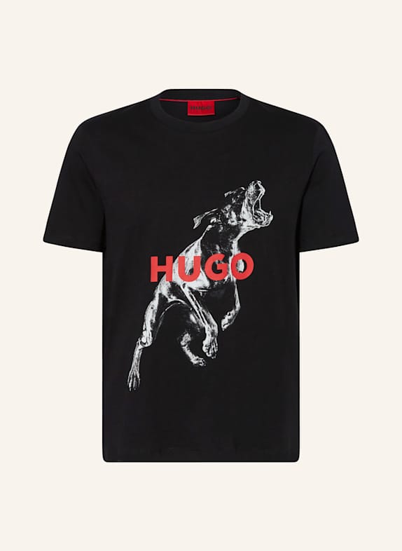 HUGO T-Shirt DEYLADEC SCHWARZ/ ROT/ HELLGRAU