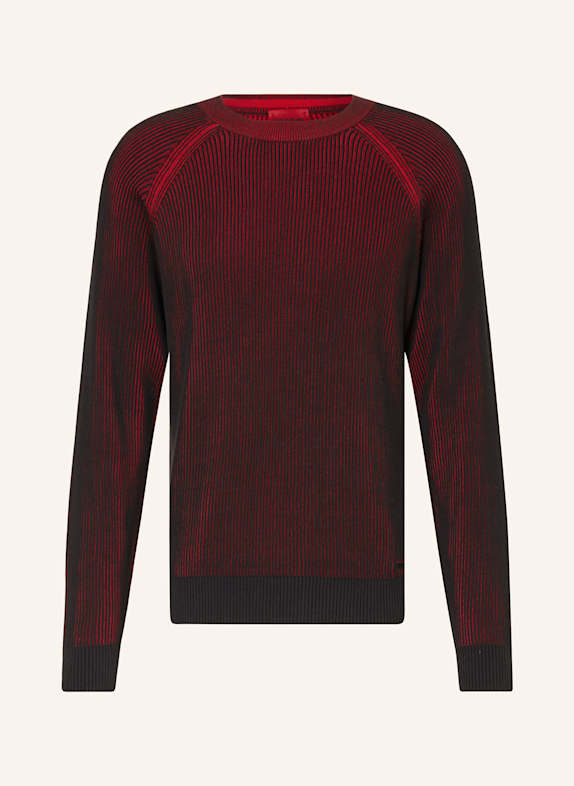 HUGO Pullover SQUIZZO SCHWARZ/ ROT