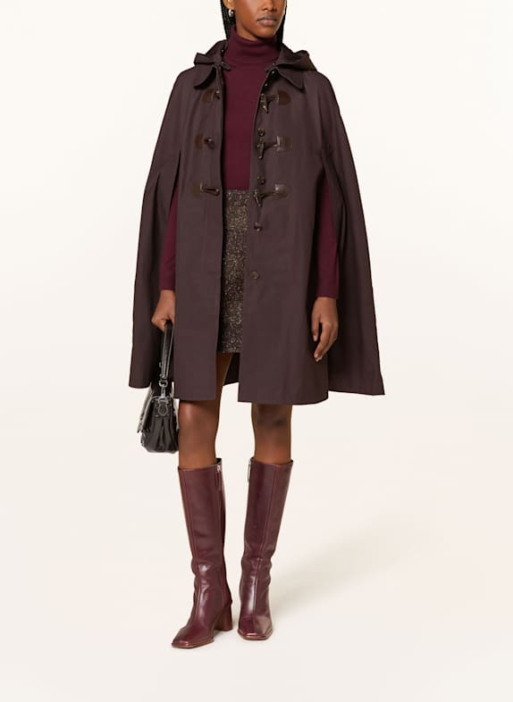 CLAUDIE PIERLOT Cape mit abnehmbarer Kapuze DUNKELBRAUN