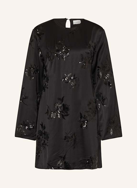 CLAUDIE PIERLOT Satinkleid mit Pailletten SCHWARZ
