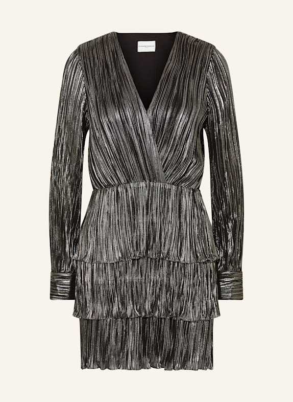 CLAUDIE PIERLOT Plisseekleid mit Glitzergarn SCHWARZ/ SILBER