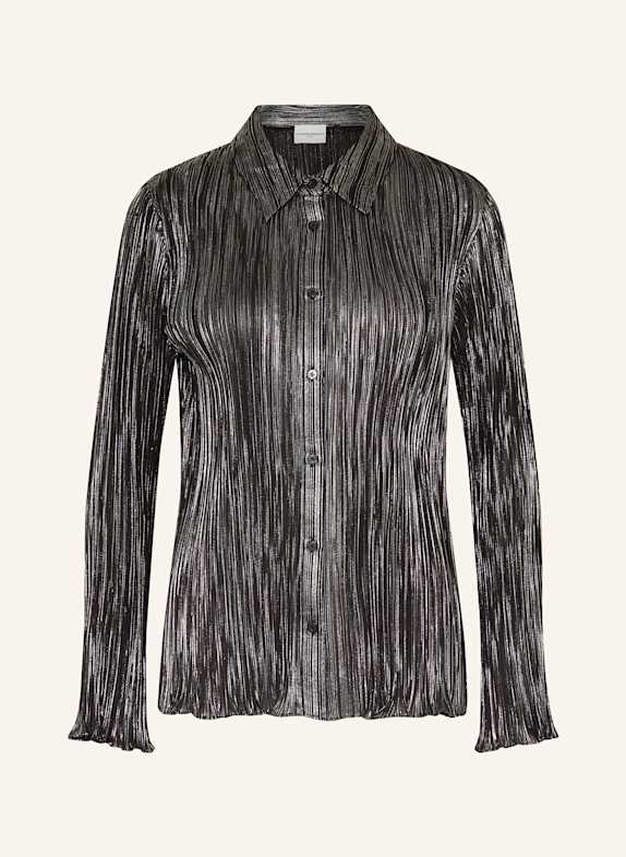 CLAUDIE PIERLOT Hemdbluse mit Glitzergarn SCHWARZ/ SILBER