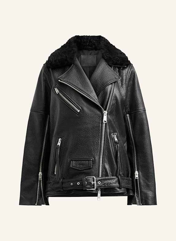 ALLSAINTS Lederjacke VENDRA mit abnehmbarem Kragen SCHWARZ