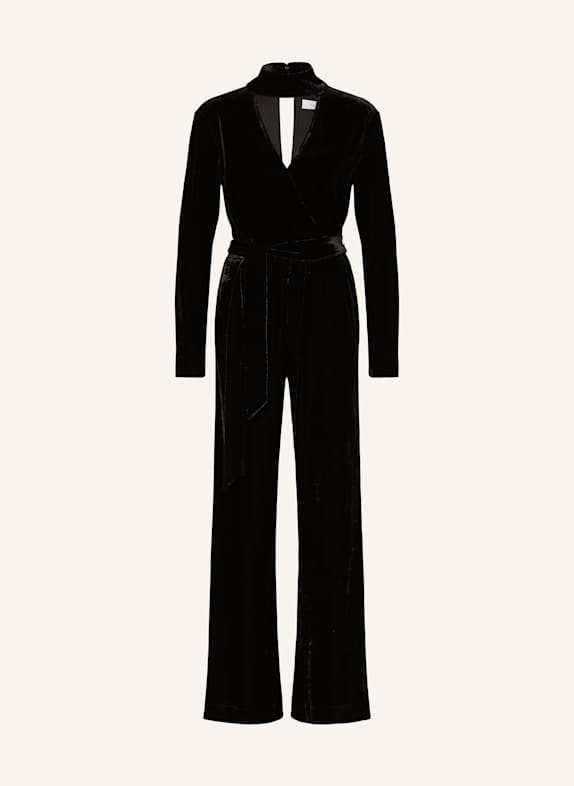 REISS Samt-Jumpsuit SCHWARZ