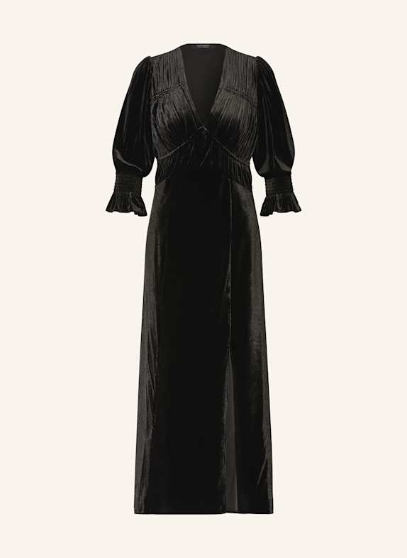 ALLSAINTS ANI velvet dress with pleats BLACK