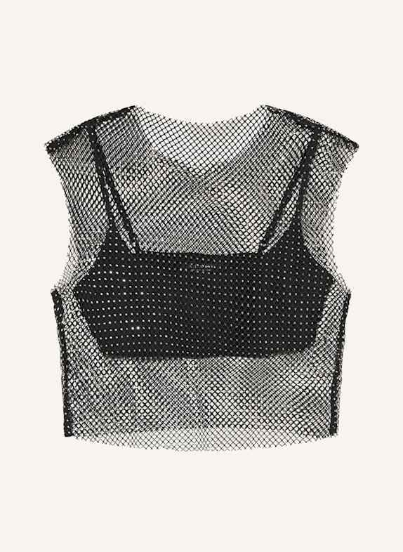 ALLSAINTS Cropped-Top CALYTRIX mit Schmucksteinen SCHWARZ