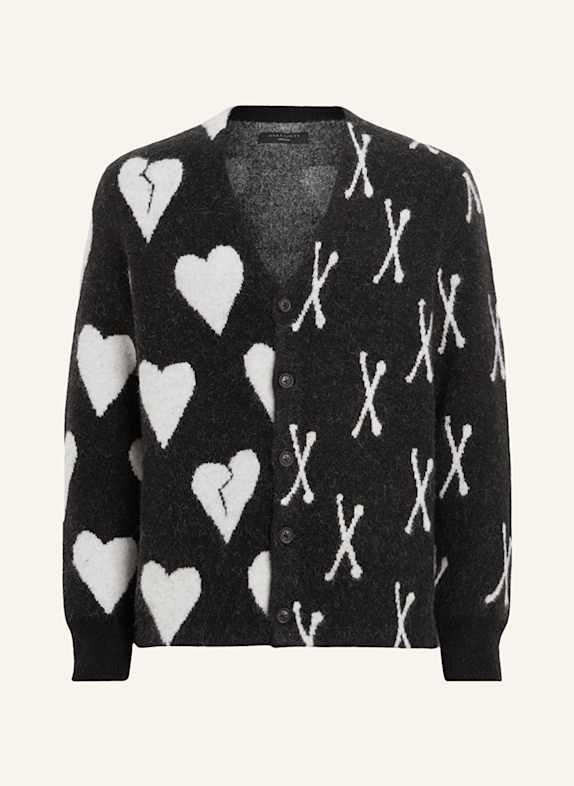 ALLSAINTS Strickjacke BONEBREAK mit Alpaka SCHWARZ/ WEISS