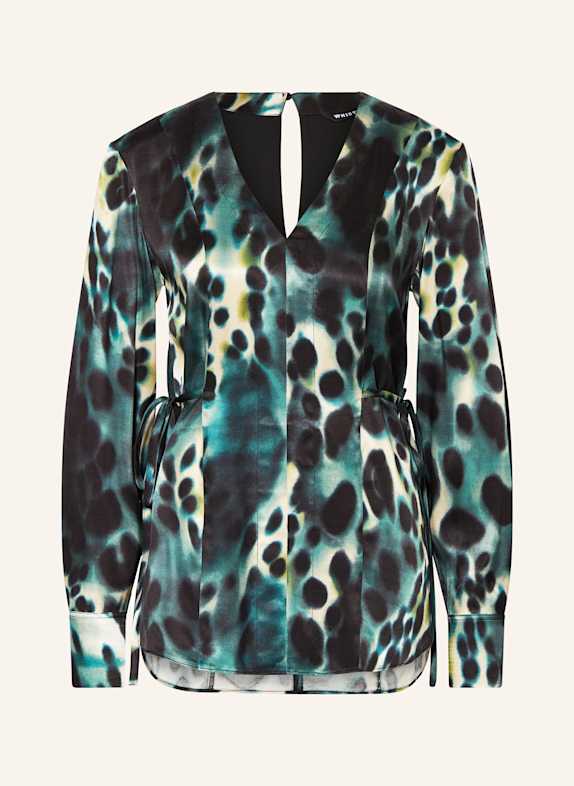 WHISTLES Blusenshirt aus Satin DUNKELGRÜN/ ECRU