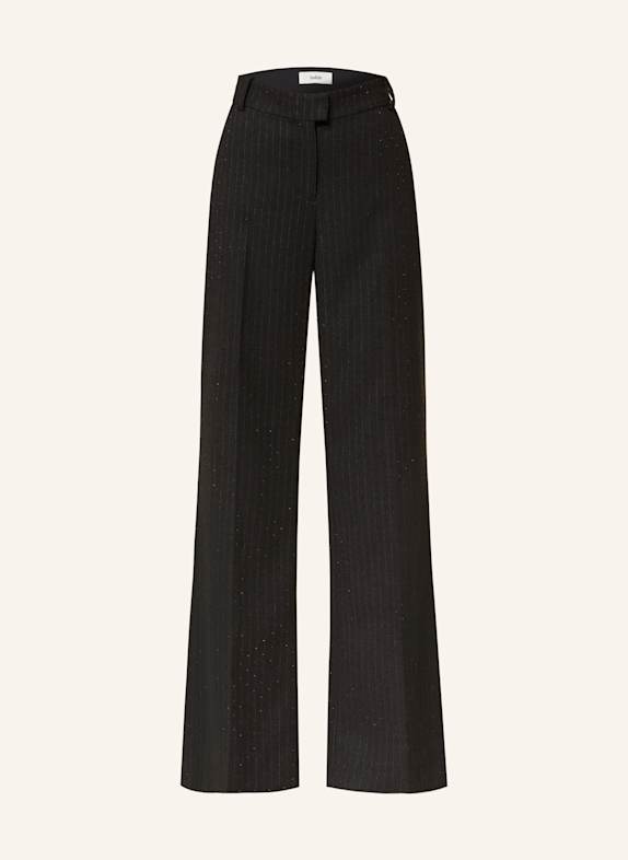 ba&sh Marlenehose PAPOOZ mit Schmucksteinen SCHWARZ/ CREME