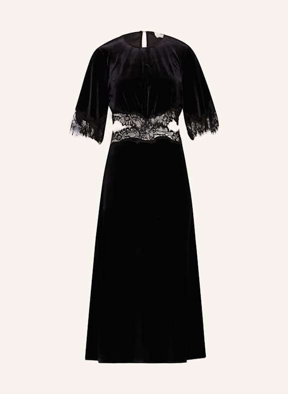 ba&sh Samtkleid VELAE mit Cut-outs und Spitze SCHWARZ