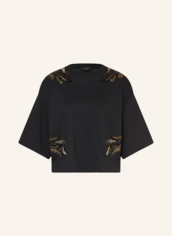 ALLSAINTS T-shirt MEL with decorative gems BLACK/ GOLD