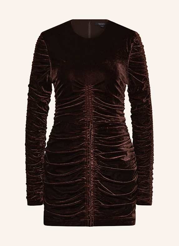ALLSAINTS Velour dress ERIS DARK BROWN